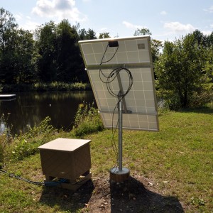 Cabinet with battery and solar panel